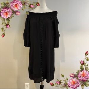 Elegant Black Off-Shoulder long sleeve Dress
